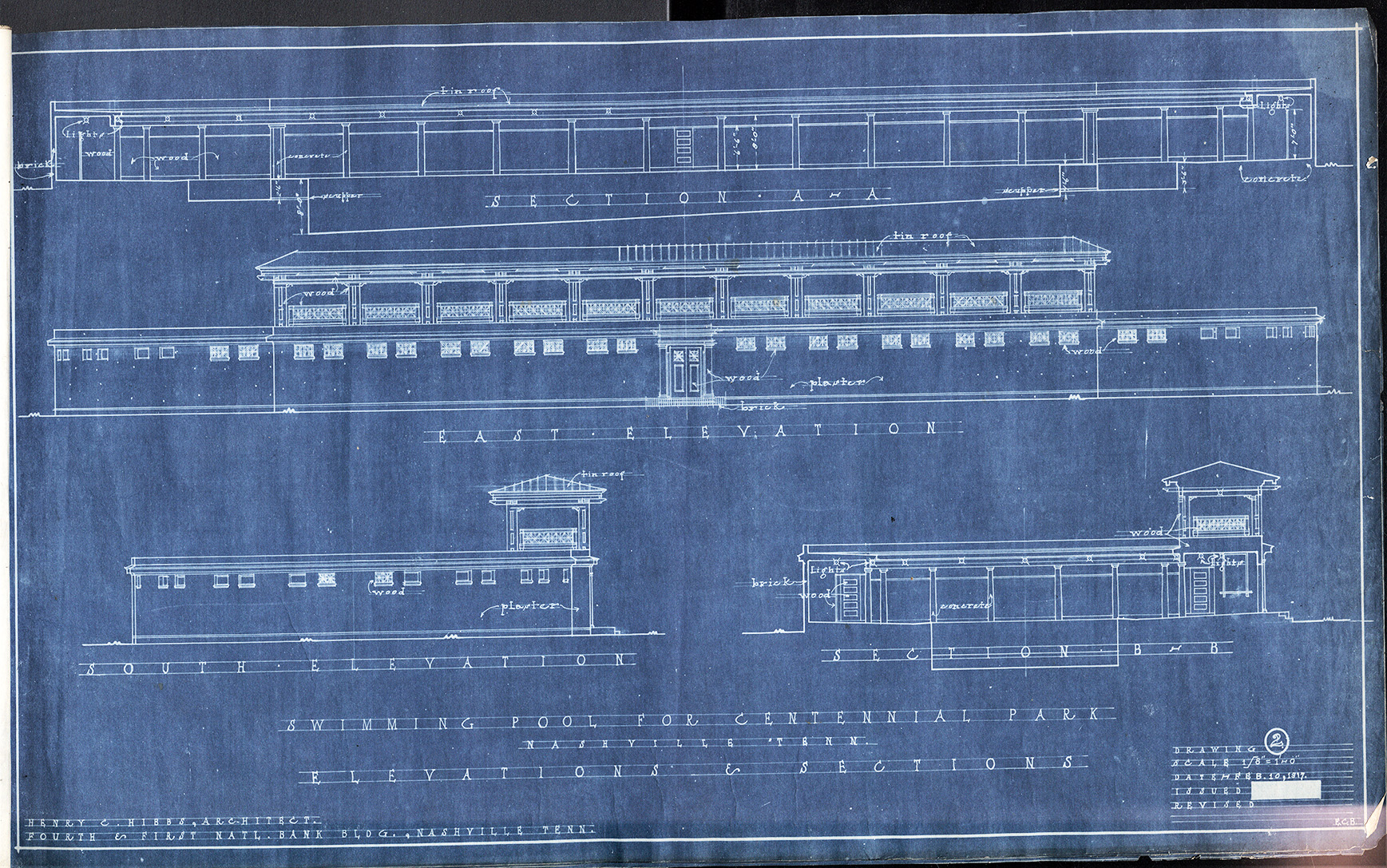 Architectural drawing of the Centennial Park swimming pool