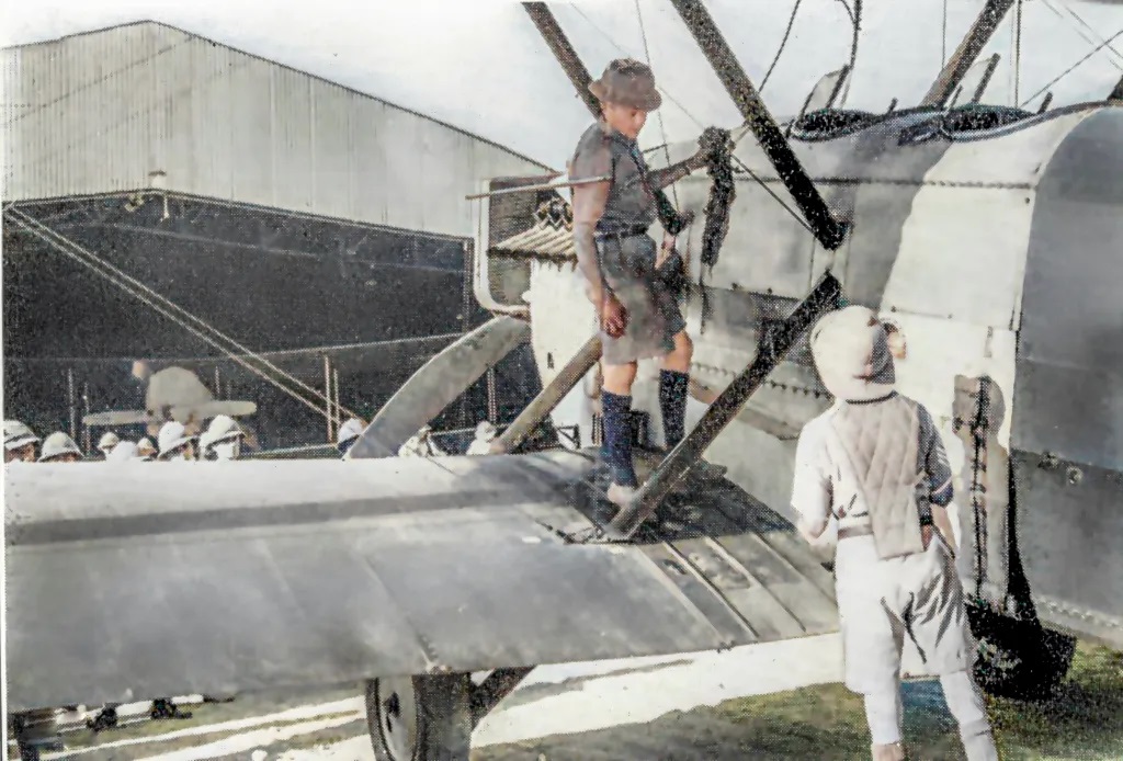 Crew at their planes in Ambala, India. 