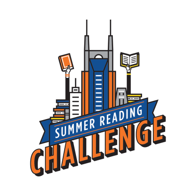 Nashville Public Library Summer Reading Challenge Logo. Image includes a rendition of the Nashville city skyline. 